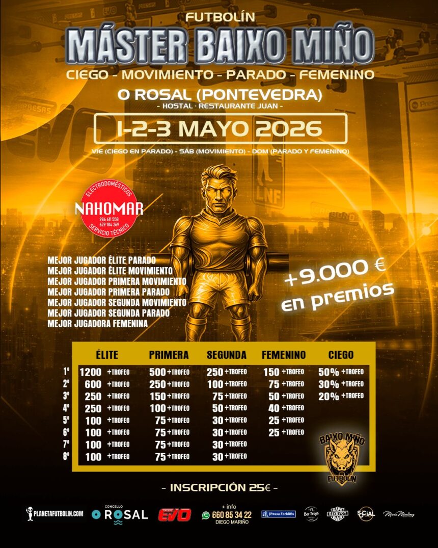 O Rosal acolle o I Maister Baixo MinTHo de futboliin Cartel