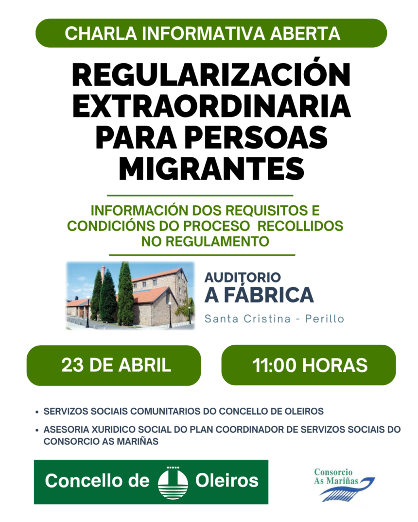 Cartel charla regularizacion migrantes