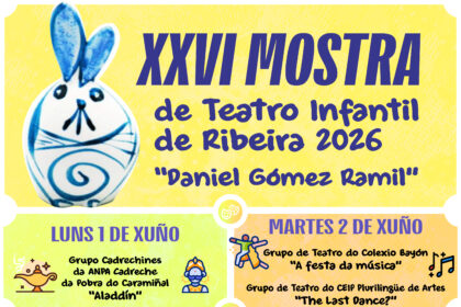 Cartel da XXVI Mostra de Teatro Infantil de Ribeira 2026
