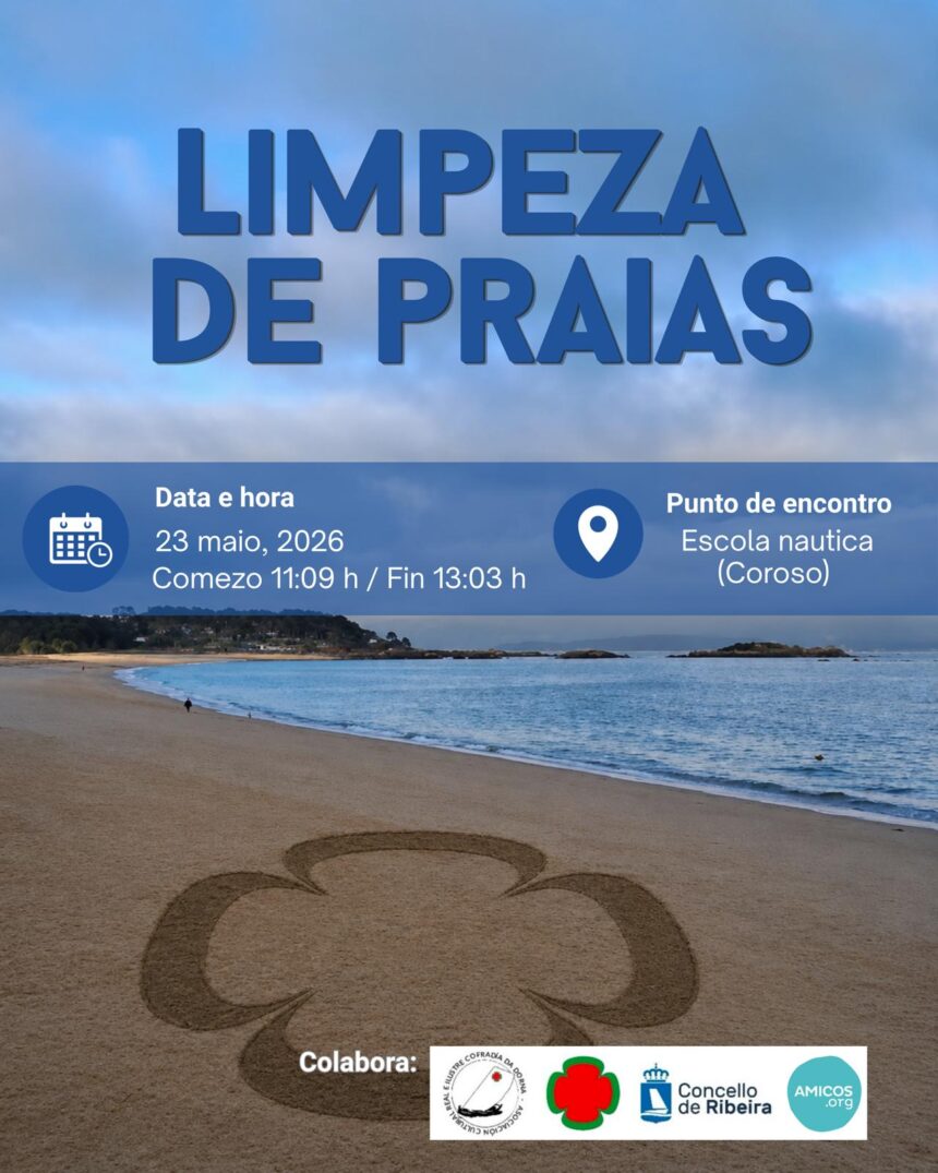Cartel da limpeza da praia de Coroso Maio 2026