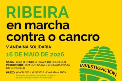 Cartel da quinta andaina solidaria Ribeira en marcha contra o cancro 2026