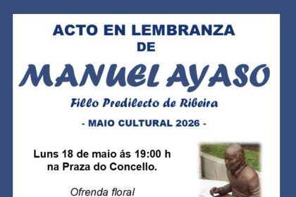 Cartel do acto de lembranza a Manuel Ayaso Maio 2026