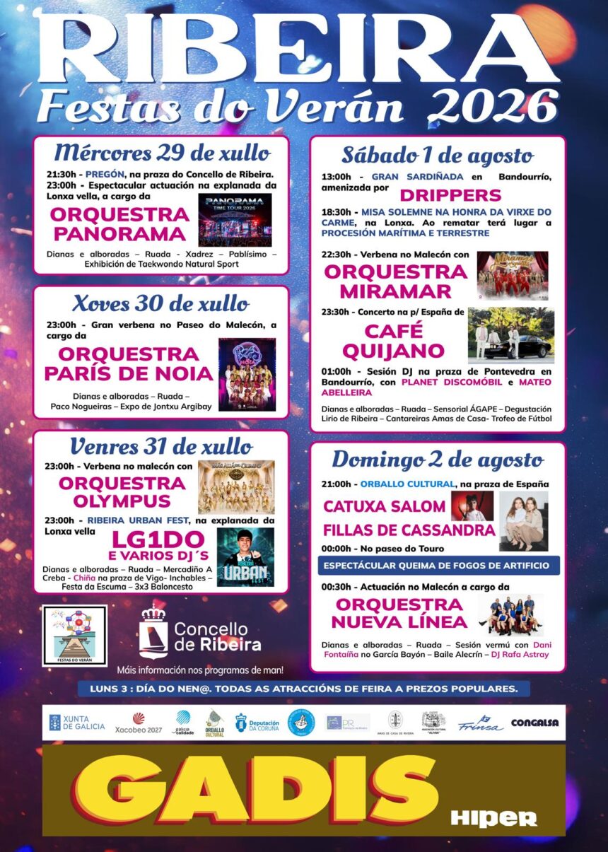 Cartel das festas do veran de Ribeira 2026