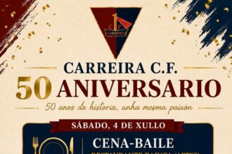 Cartel dos actos do 50o aniversario do Club de Futbol de Carreira 2026