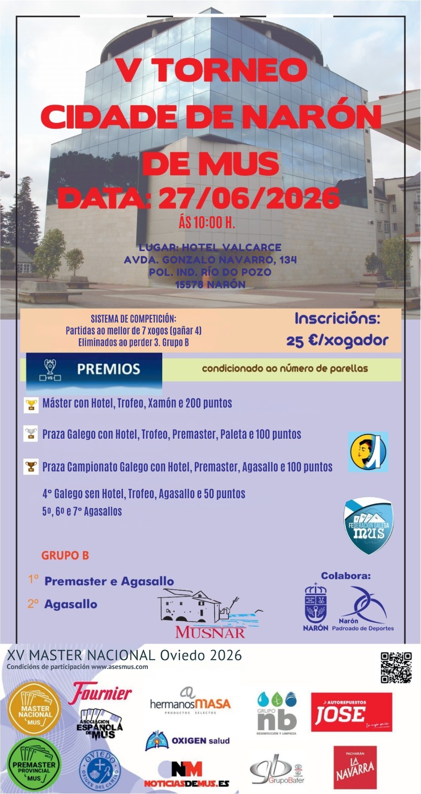 Cartel V Torneo de Mus Cidade de Naron