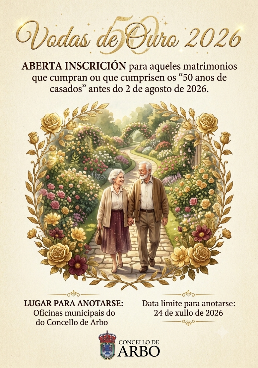 Cartel anotarse para vodas de Ouro