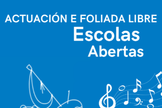 Cartel da actuacion das Escolas Abertas Xullo 2026