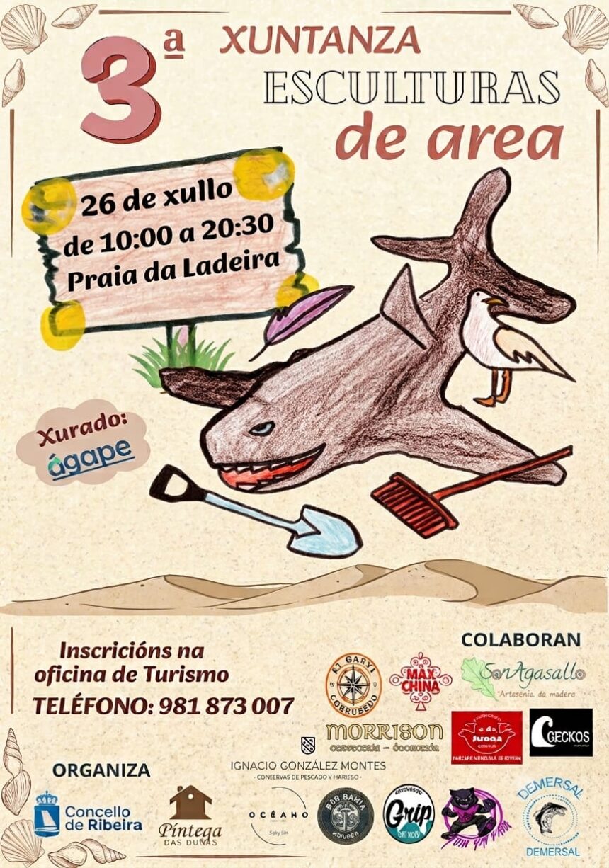 Cartel da terceira xuntanza de escultuas de area Segunda parada Xullo 2026