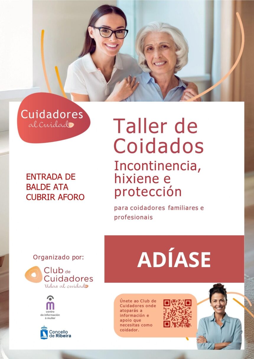 Cartel de que se adia o taller sobre coidados Xullo 2026