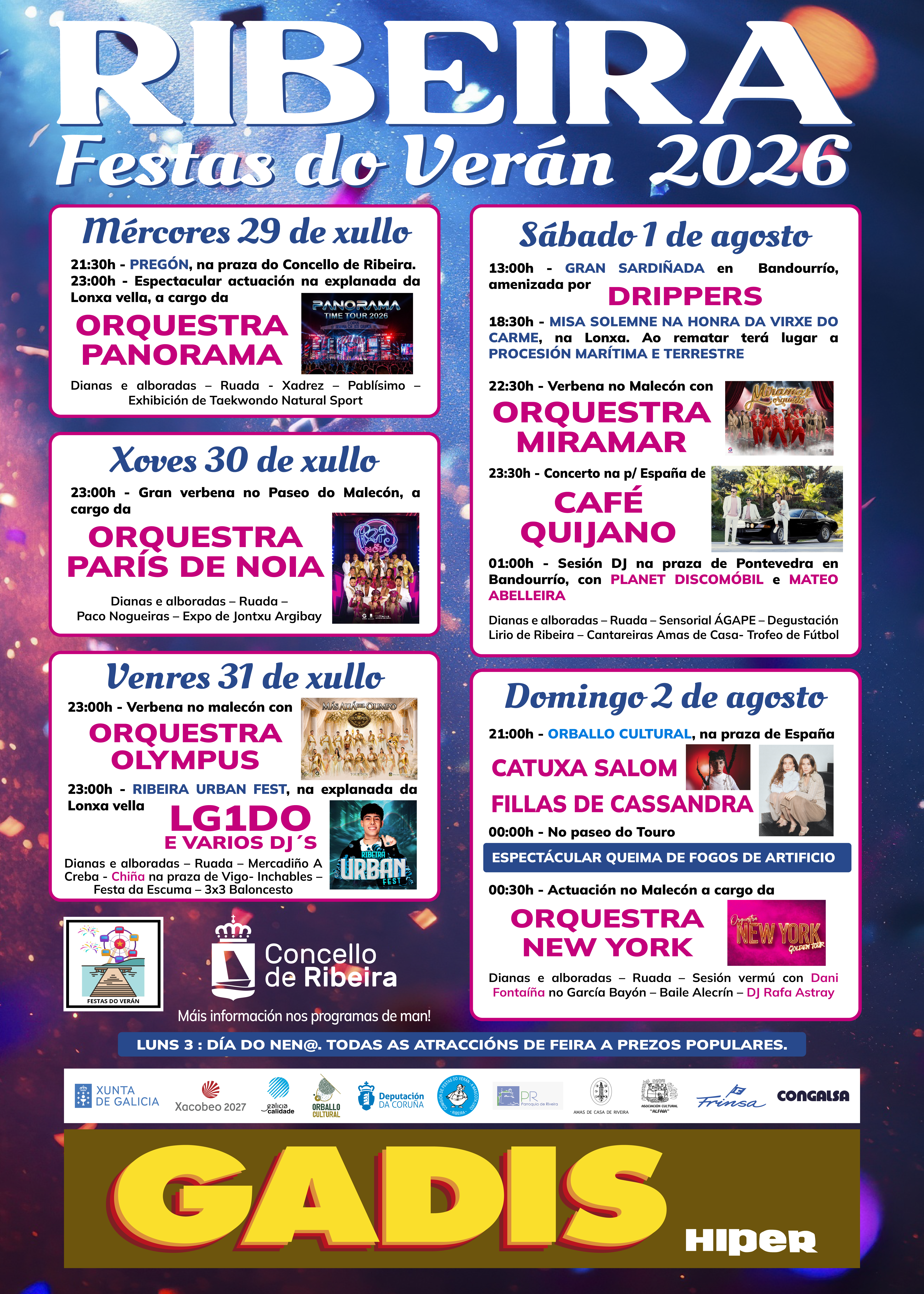 Cartel definitivo das festas do veran 2026