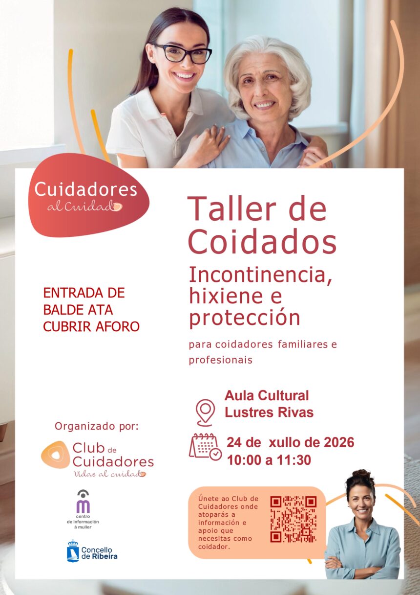 Cartel do taller sobre incontinencia hixiene e proteccion Xullo 2026