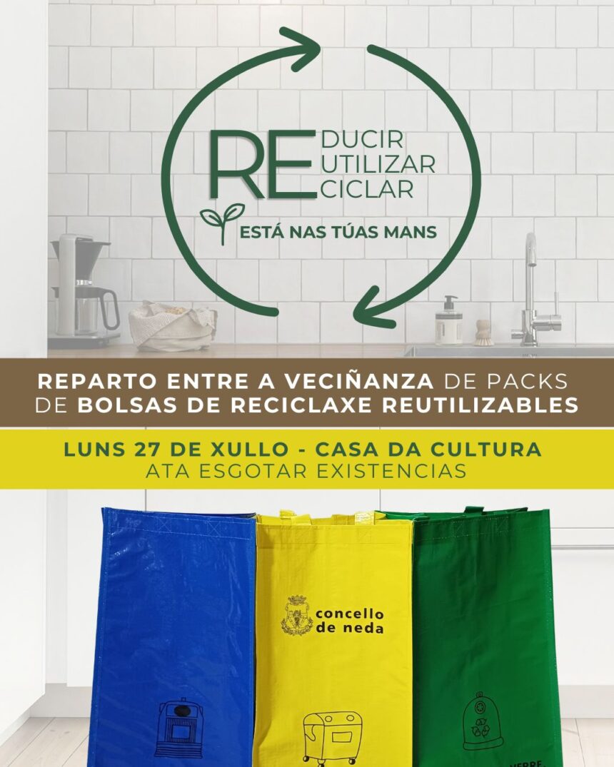 Cartel reparto bolsas reciclaxe