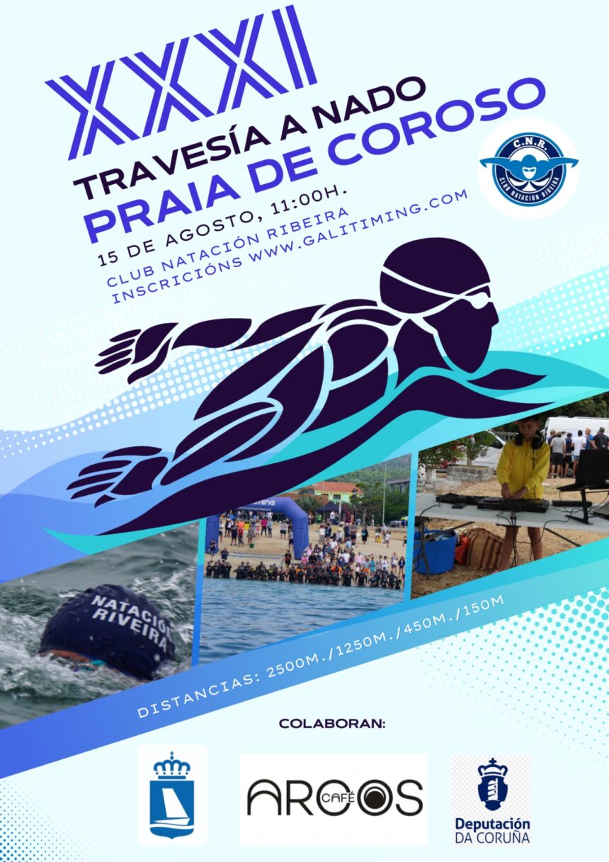 Cartel da XXXI Travesia a Nado Praia de Coroso Agosto 2026