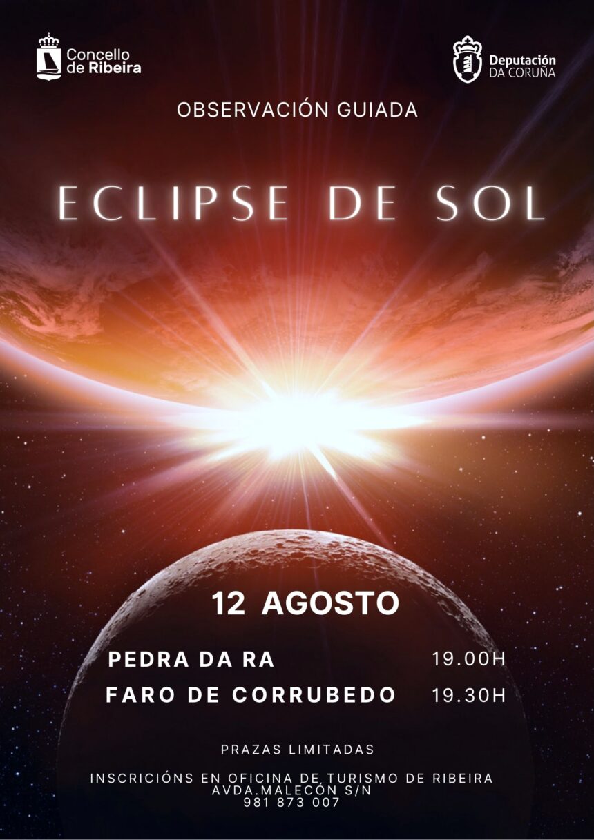 Cartel da observacion guiada do eclipse de sol Agosto 2026