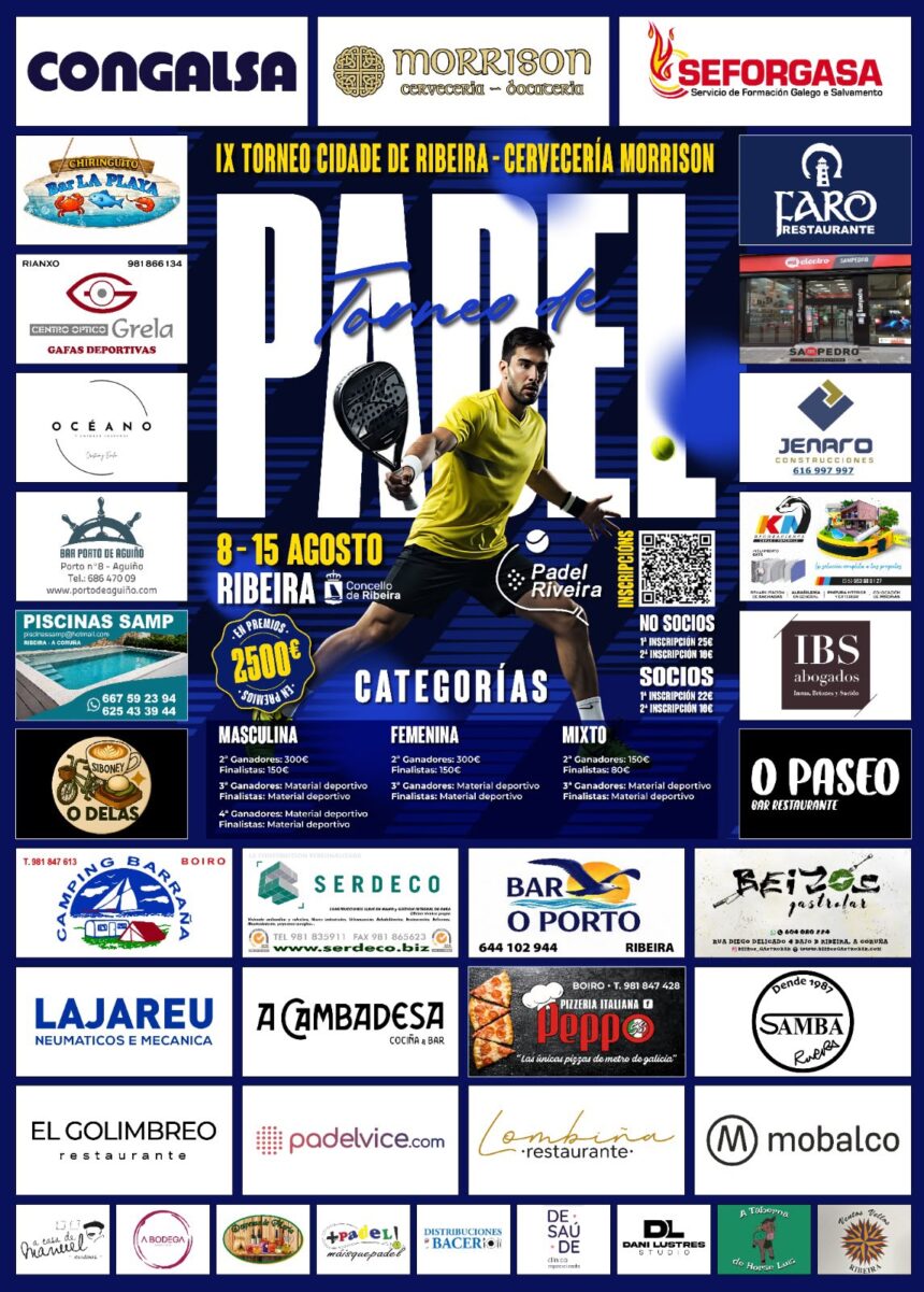 Cartel do IX Torneo de Padel Cidade de Ribeira Cerveceria Morrison 2026