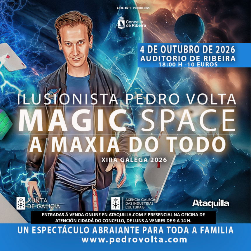 Cartel do espectaculo de maxia de Pedro Volta 2026