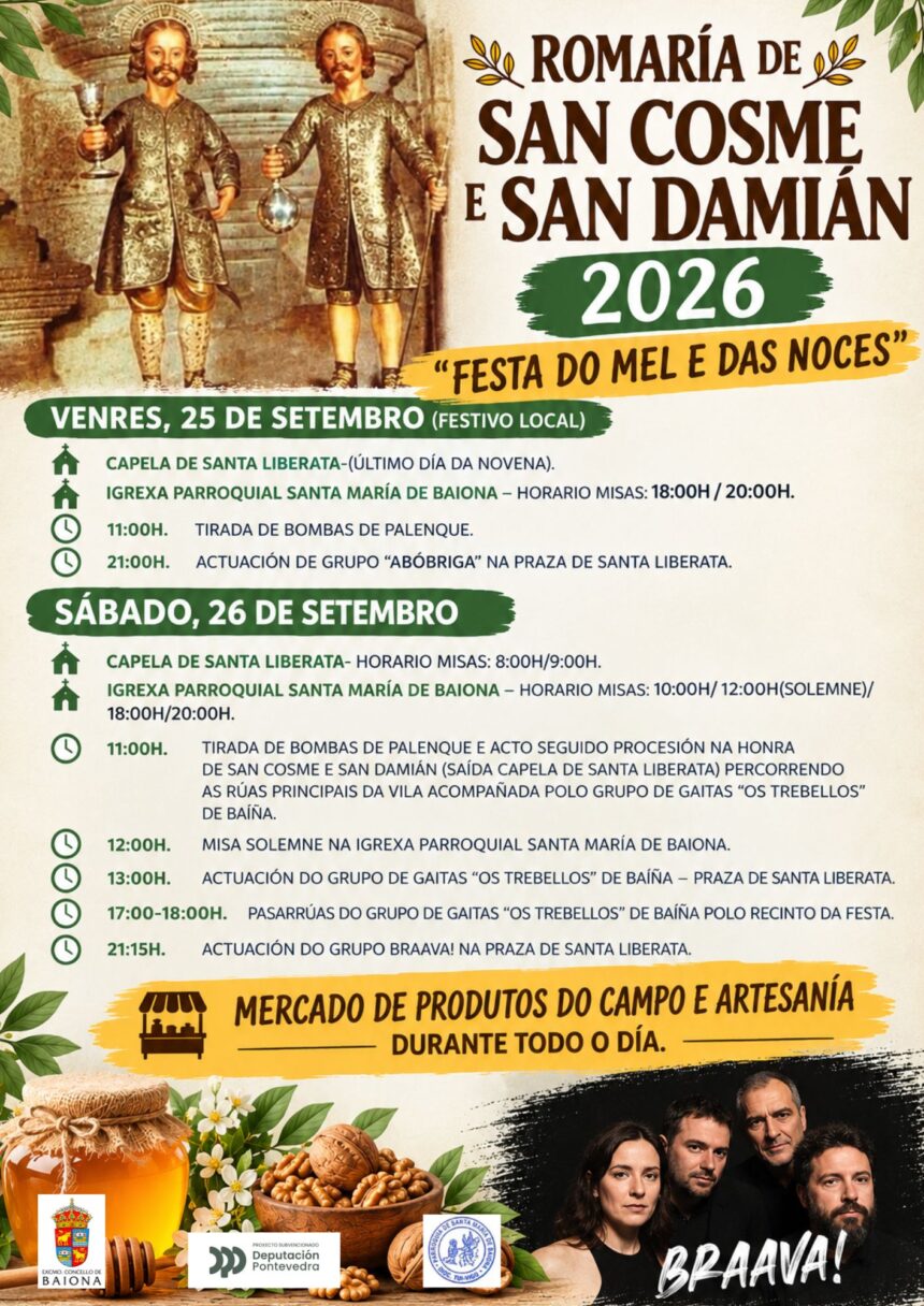 Cartel Romeria de San Cosme e San Damian 2026