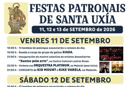 Cartel das festas patronais de Santa Uxia 2026