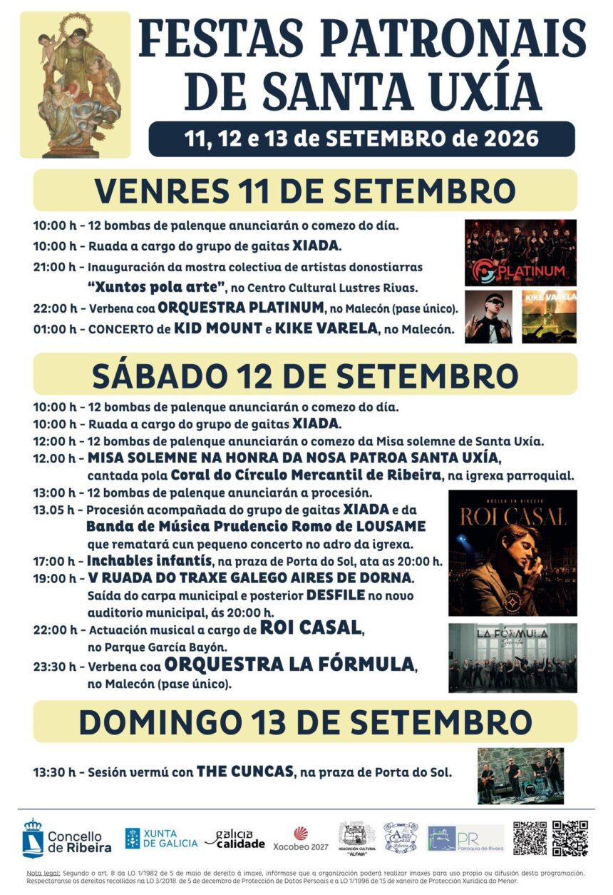 Cartel das festas patronais de Santa Uxia 2026
