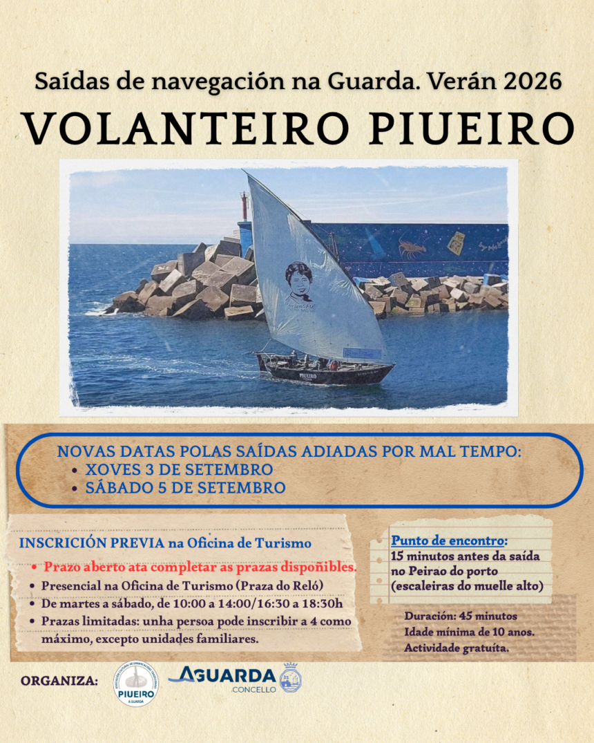 Cartel saidas Piueiro veran 2026 SAIDAS SETEMBRO