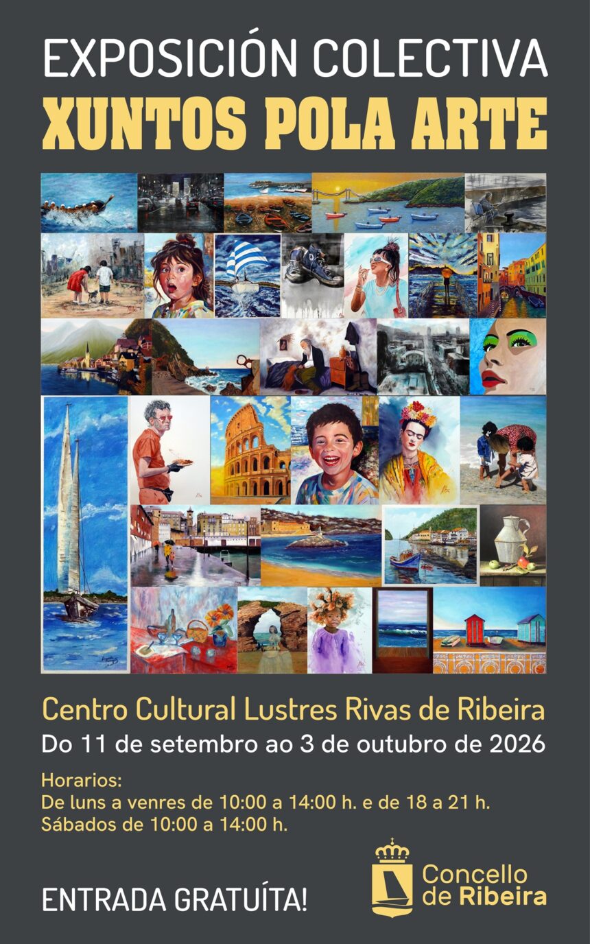 Cartel da exposicion colectiva Xuntos pola arte Setembro 2026