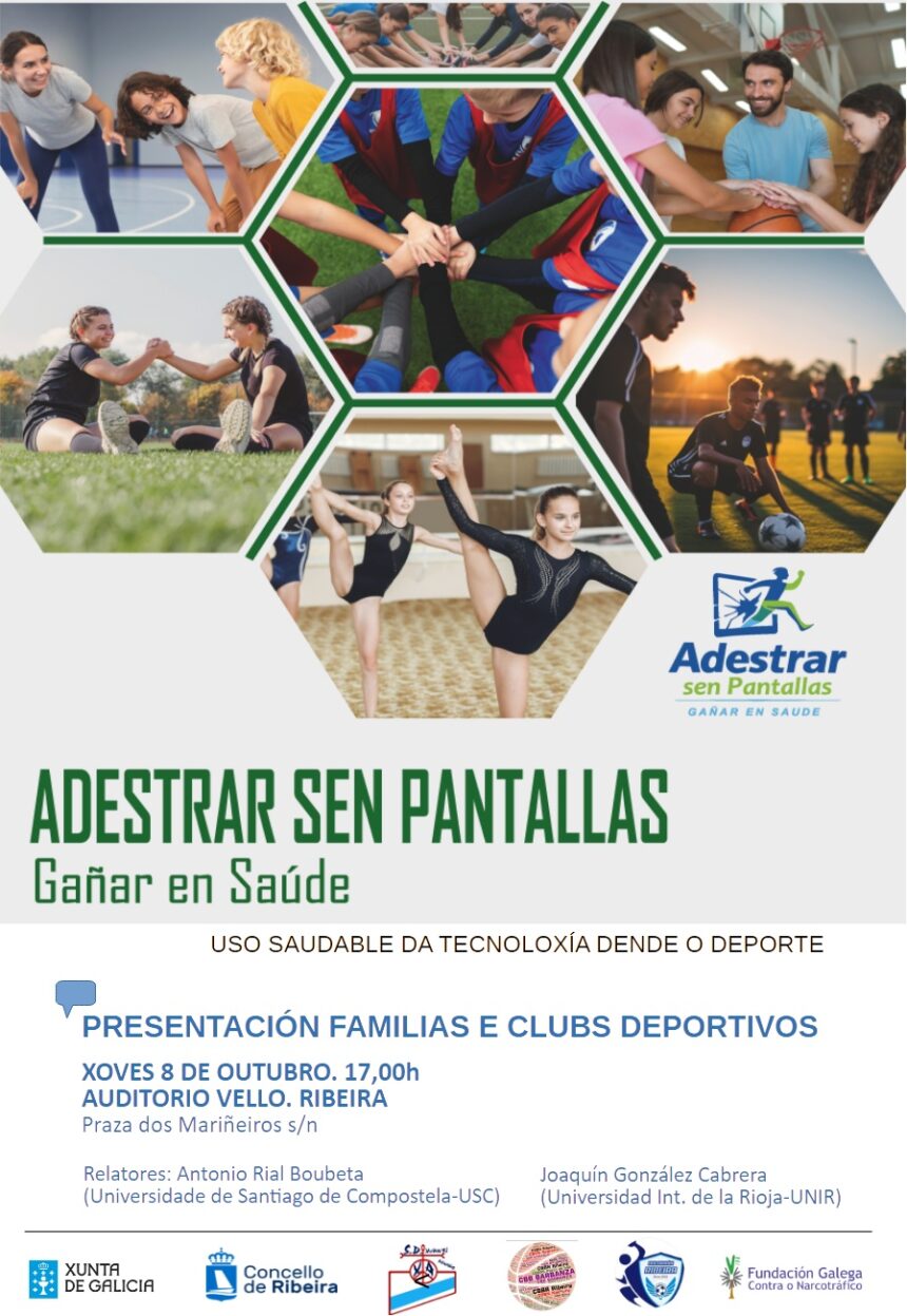 Cartel do proxecto piloto Adestrar sen pantallas Ganar en Saude Outubro 2026